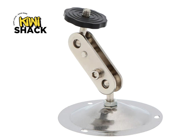 Metal bracket with a Kiwi Shack logo on a white background