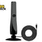 A black digital TV antenna on a round base with a long coiled cable and connector, featuring the "Kiwi Shack" logo in the top-left corner.