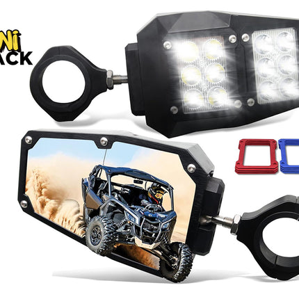 Two off-road vehicle lights with a Kiwi Shack logo on a white background