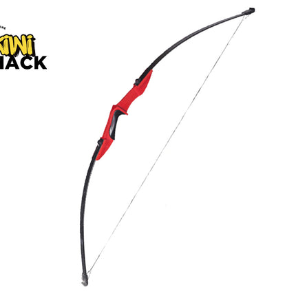 Red and black archery bow with Kiwi Shack logo on a white background