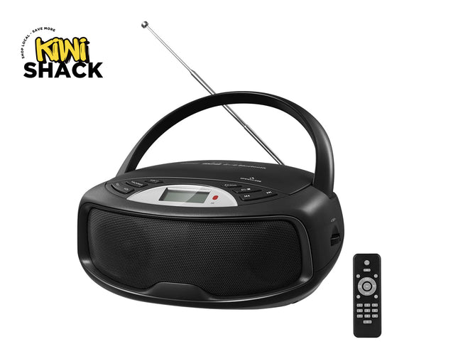 Portable CD Player with Bluetooth - FM Radio & Karaoke Machine | HiFi Stereo Speakers USB/AUX MP3 Playback Remote Control Black Home Audio