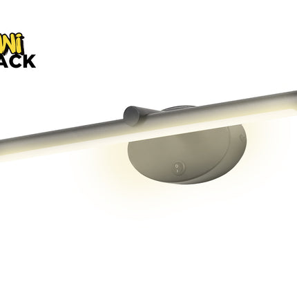 Kiwi Shack modern black wall-mounted LED picture light and vanity mirror fixture with built-in power switch.