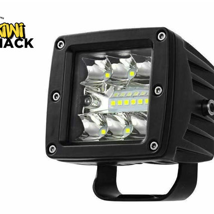 Black LED light with visible brand 'Kiwi Shack' on a white background