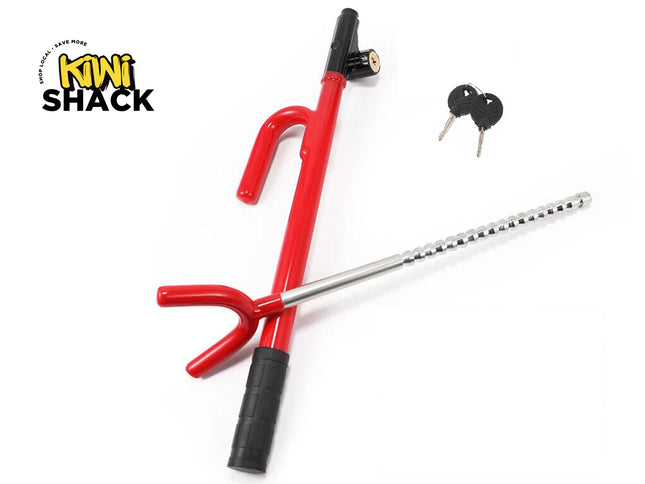 Red and black tool with a silver rod on a white background, branded 'Kiwi Shack'.