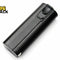 A black rechargeable battery pack with a sliding latch mechanism and terminal markings, featuring the "Kiwi Shack" logo in the top-left corner.