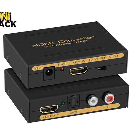 HDMI converter with audio outputs on a white background, branded as Kiwi Shack.