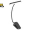 A black clip-on LED desk lamp with a flexible gooseneck and a rectangular light bar, shown on a plain white background with a Kiwi Shack logo in the top-left corner.