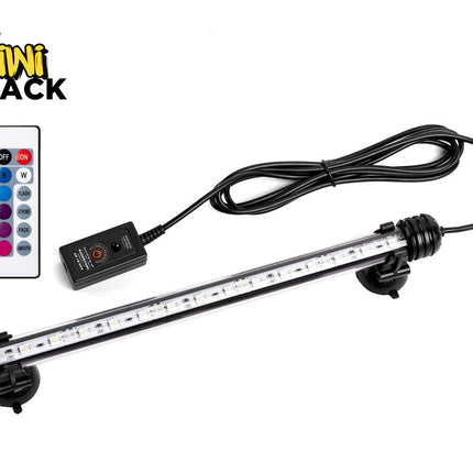 LED light strip with remote control on a white background, featuring the Kiwi Shack brand.