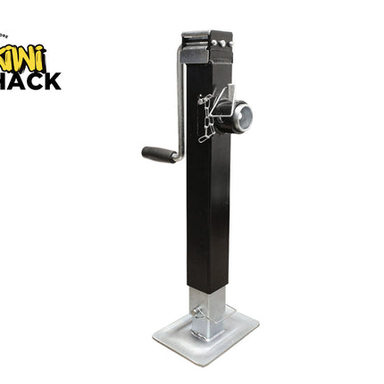 Black and silver stand with adjustable arm on a white background, featuring Kiwi Shack logo.