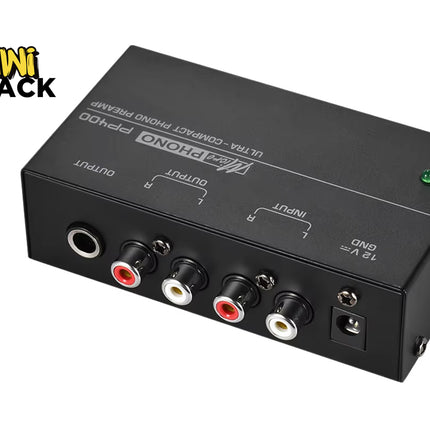 Audio interface with multiple connectors on a white background, branded 'Kiwi Shack'.