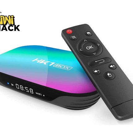 HK180X device with a remote control on a white background, featuring the Kiwi Shack logo.