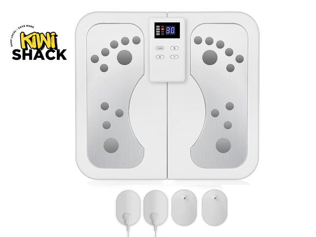 White digital body fat analyzer scale with four attached electrode pads, shown on a white background with the KINI SHACK logo in the top left corner.