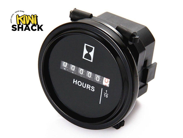 Hour meter with 'Kiwi Shack' branding on a white background
