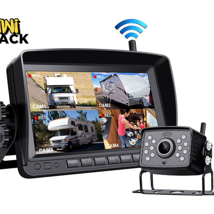 Kiwi Shack RV monitoring system with display and camera on a white background