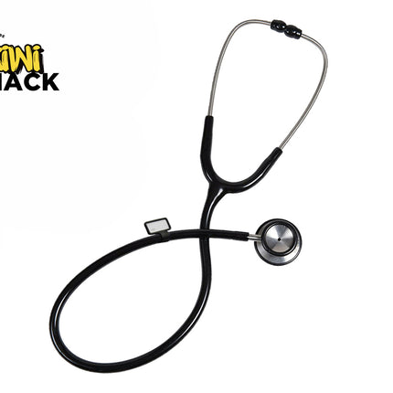 Black stethoscope on a white background with 'Kiwi Shack' logo.