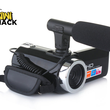 HD Camcorder Video Camera - 24MP with 18x Digital Zoom | 3.0" Rotatable LCD Screen, External Mic Support, Night Vision