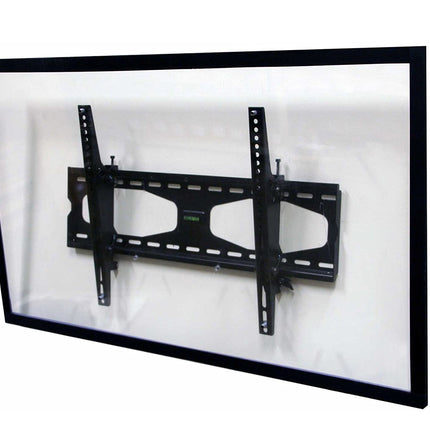 Black TV wall mount bracket on a white background