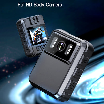 Full HD body camera with a blue and black abstract background