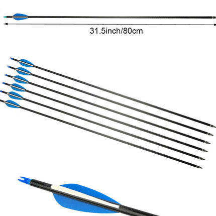 Set of arrows with blue fletchings on a white background