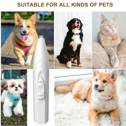 Collage of pets with a white electronic device labeled 'Suitable for all kinds of pets'.