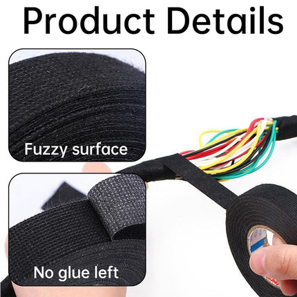 Black tape with fuzzy surface and no glue left, held by a hand.