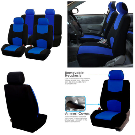 Car Seat Covers Full Set - Universal 5-Seater Fit - Polyester | Black/Grey | 3-Layer Washable | Spill & Pet Protection | 5 Headrests