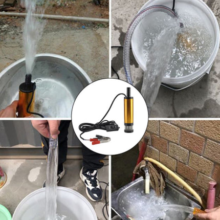 Collage of a hand using a handheld pump to clean a bucket with water and soap.