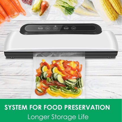 Vacuum sealer with food preservation system on a white background