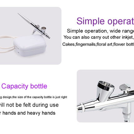 Airbrush with packaging and text on a white background