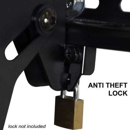 Anti-theft lock mechanism with a padlock attached, labeled 'Anti Theft Lock'.