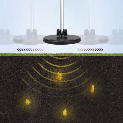 Chandelier with a cutaway showing light distribution under a white ceiling.