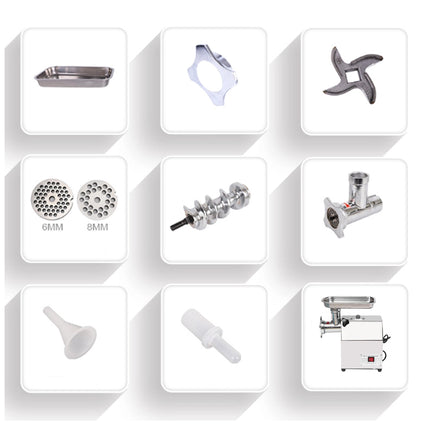 Set of kitchen appliance parts on a white background