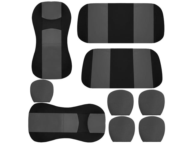 Set of black car interior accessories on a white background