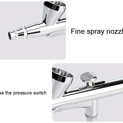 Chrome spray nozzle with pressure switch on a white background