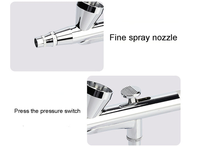 Chrome spray nozzle with pressure switch on a white background