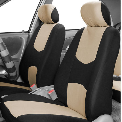 Car Seat Covers Full Set - Universal 5-Seater Fit - Polyester | Black/Grey | 3-Layer Washable | Spill & Pet Protection | 5 Headrests