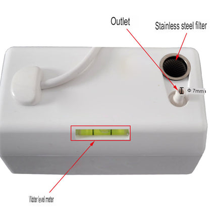 White water filter with labeled parts on a white background