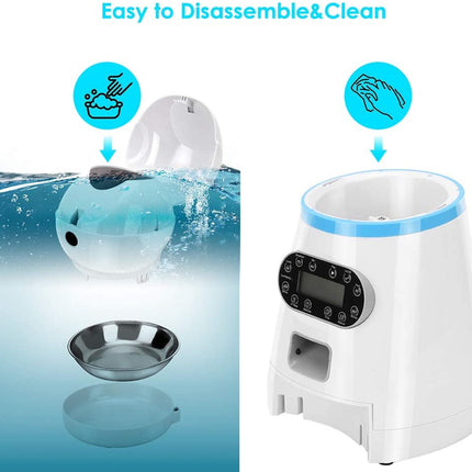 White electronic device with digital display and water features, labeled 'Easy to Disassemble & Clean'.