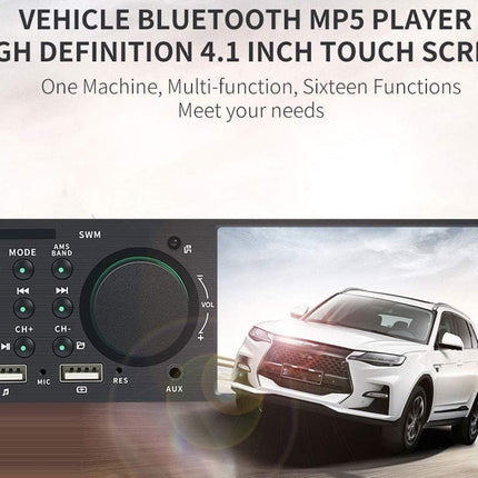 Bluetooth Car Stereo MP5 Player 4.1" TFT Touch Screen, FM Radio, Rear View Camera Input, Dual USB, Bluetooth V5.0, RCA Output, Single Din,