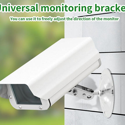 White monitoring bracket attached to a tiled wall with text indicating its use.