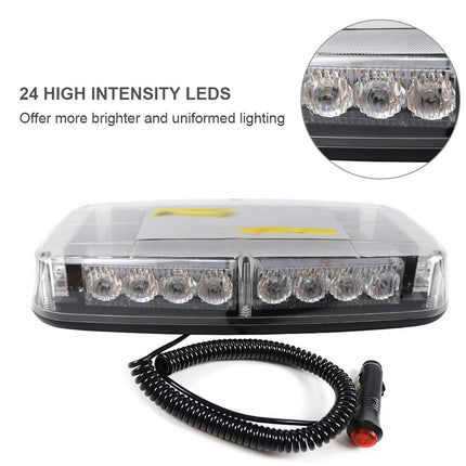 Emergency light bar with high intensity LEDs on a white background