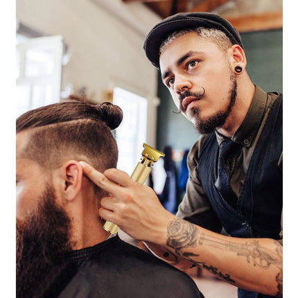 Cordless Hair Trimmer - 10W Motor & Titanium T-Blade - Gold | 1200mAh Battery | Zero Gapped | 4 Combs | For Men