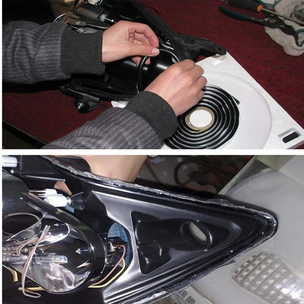 Step-by-step process of installing a car headlight, showing hands working on the car's interior.
