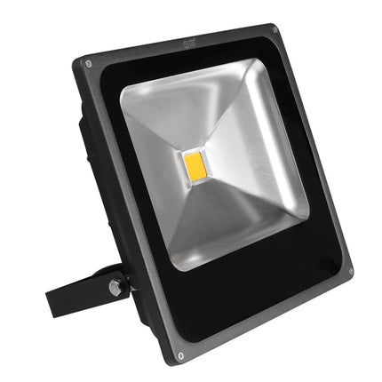 Black LED flood light on a white background