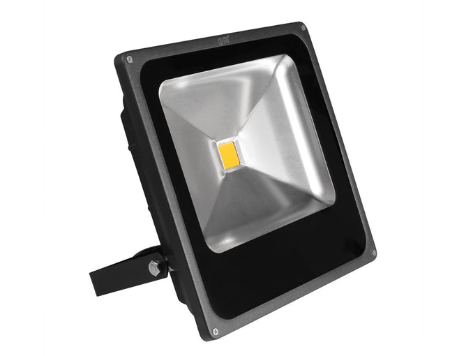 Black LED flood light on a white background