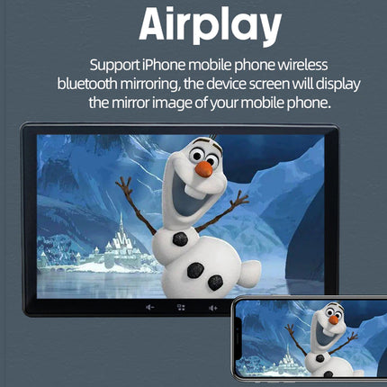 Advertisement for Airplay technology with Olaf from Frozen on a screen and phone.