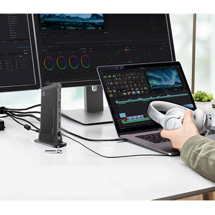 13-in-1 USB C Hub Docking Station - For MacBook & Laptops | 4K HDMI, DisplayPort, 100W PD, Ethernet, USB 3.0, SD/TF Reader, Audio Jack