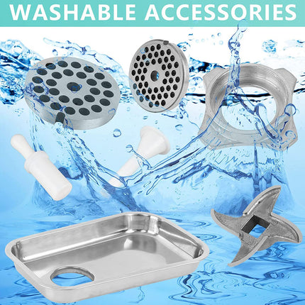 Set of washable accessories with water splashes on a blue background