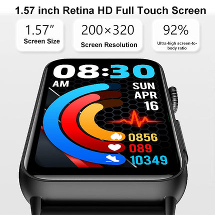 Bluetooth Smart Watch ECG Blood Glucose Heart Rate Monitor | 1.57 Inch HD Touch Screen Fitness Tracker IP67 Waterproof NFC Calling