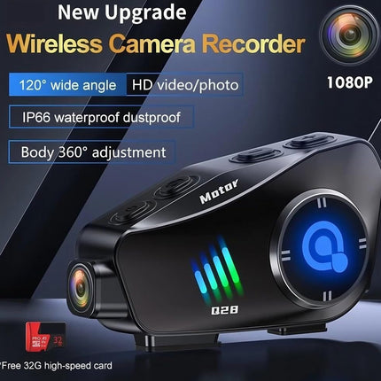 Wireless camera recorder with features highlighted on a dark background